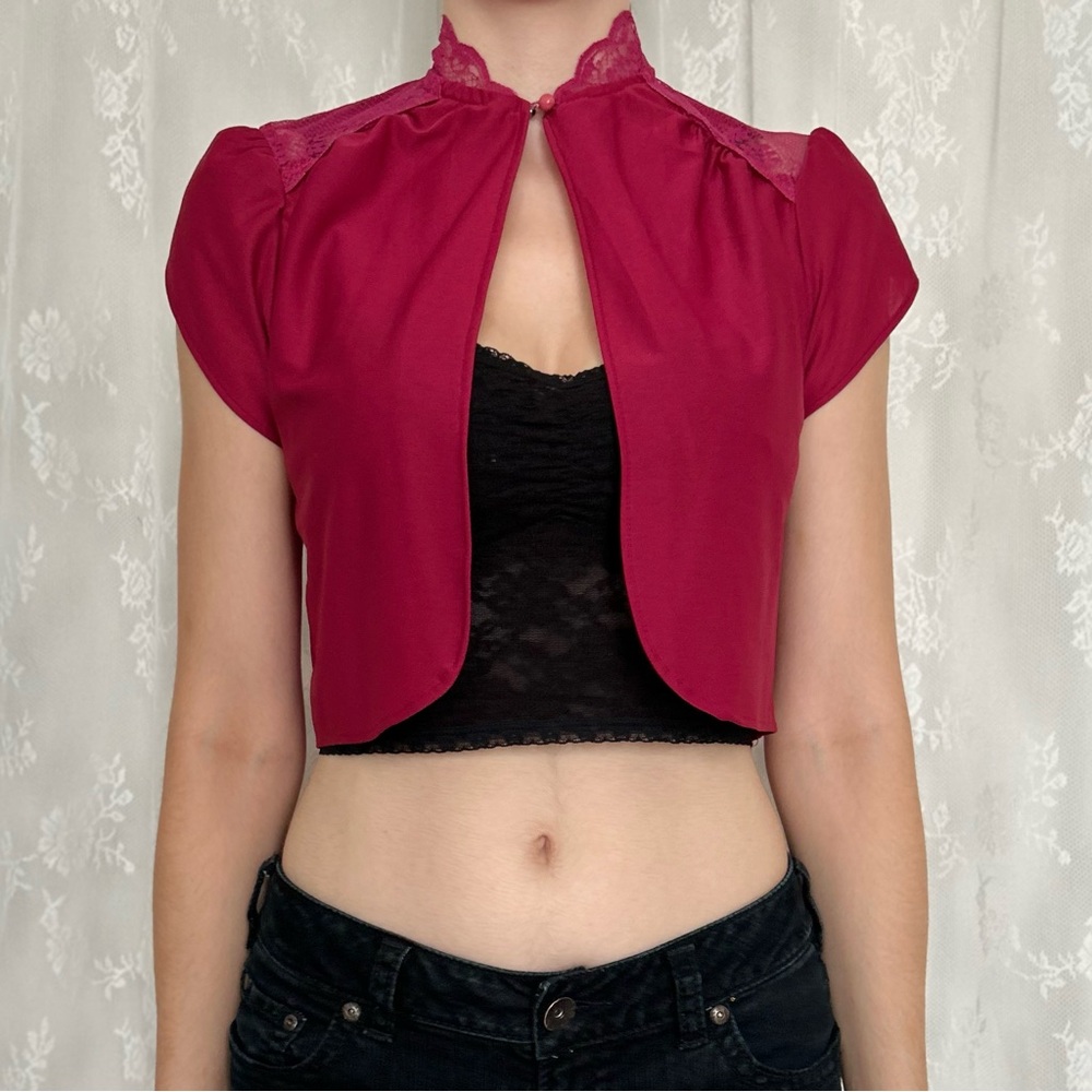 Vintage Vamp Burgundy Lace Cardigan